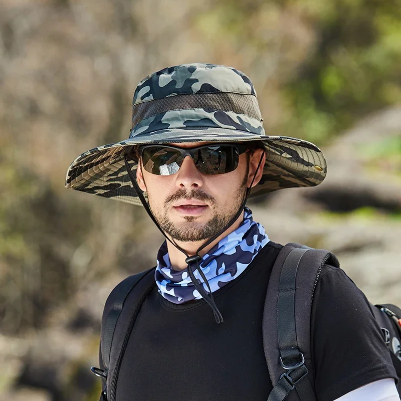 Camouflage Bucket Hat for Men Outdoor Hiking Cycling Safari Breathable Visor Cap CAP FOR MEN Women Summer Sun Protection Hat