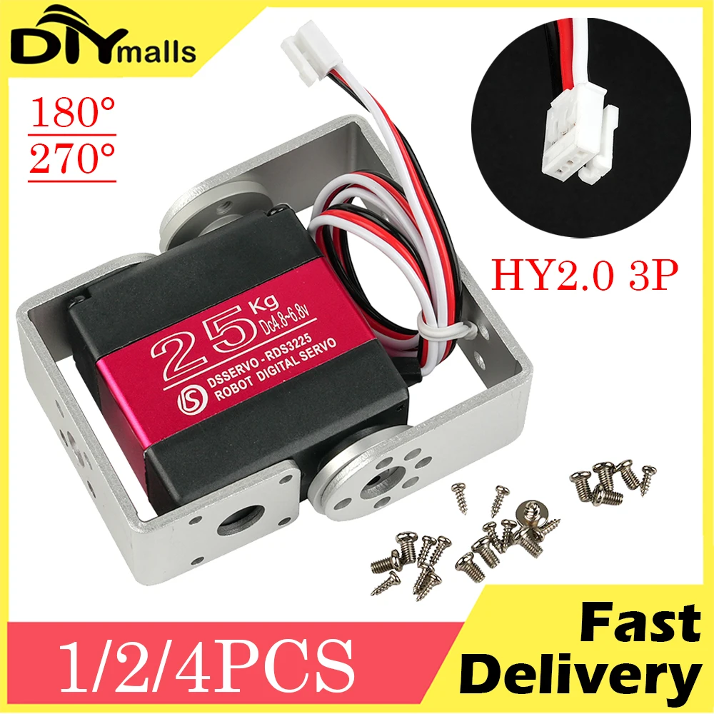 

1/2/4PCS RDS3225 25KG Dual-axis Digital Servo 180 270 Degrees HY2.0 3P Terminal Cable Robotic Servos for Robot Manipulator Arms