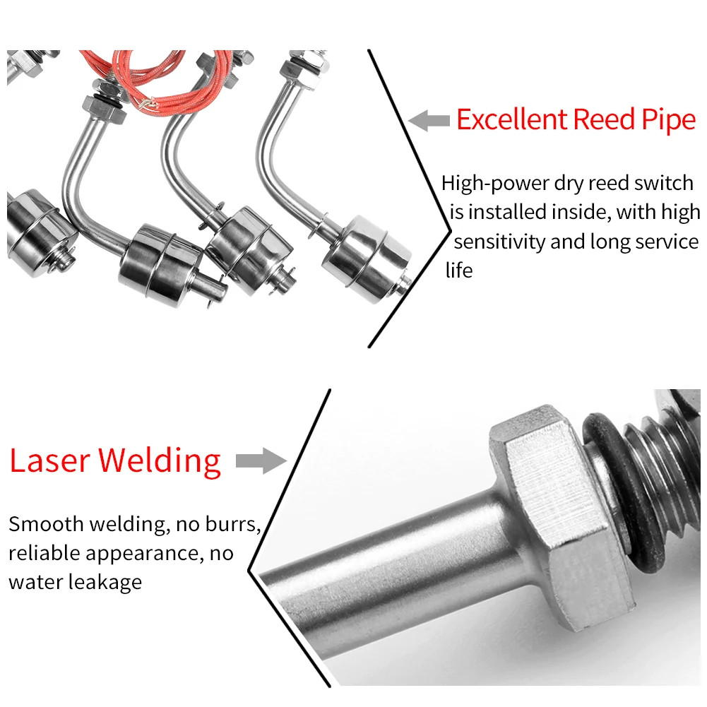 Liquid Sensor Switch Stainless Steel Water Level Sensor High Temperature Resistant Float Switch Floating Switch for Fish Tank