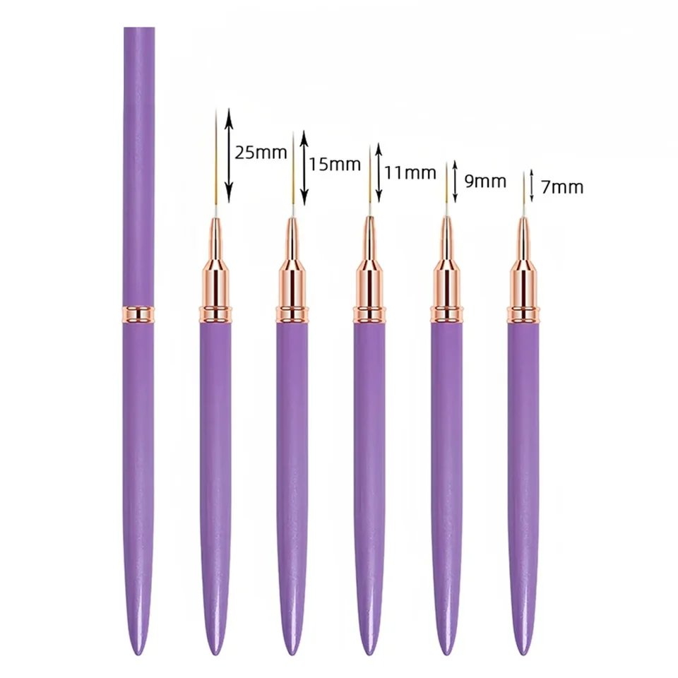 Set de 5 Pinceles para Uñas, Pinceles de Línea Alargados para Dibujo Profesional 4