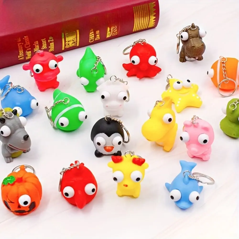 Silicone Vent Squeezing Key Chain Boring Vent Emotions Vent Squeeze Keyring Work Reliever Squeeze Eye Doll Pendant Kids