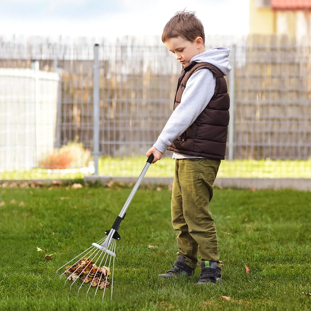 

Retractable Leaf Garden Tool Metal Cultivator Carbon Steel Head Strong Durable Lawn Yard Grass Cleaning Plastic for Leaves