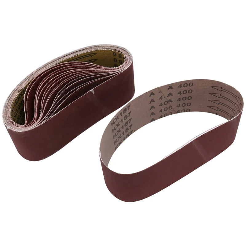 A21I-3X21 Inches(75X533mm) Aluminum Oxide Sanding Belt 15 Pack Sanding Belts ( 80 120 180 240 400 Grits) For Belt Sander