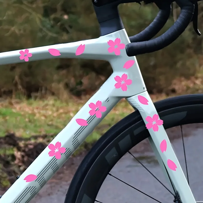 22PCS/SET Eye - Catching Cherry Blossom Bike Decals, Suitable for Desktop Decor, Bike Frames, Fridge Doors to Impress