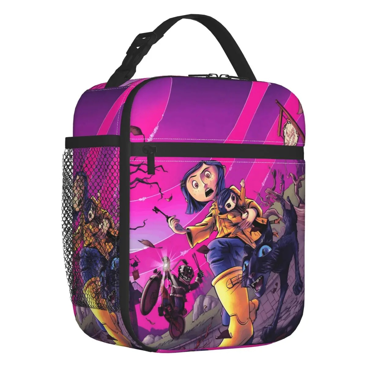 

Coraline Twitchy Witchy Girl Thermal Insulated Lunch Bags Scary Movie Cartoon Resuable Lunch Tote Outdoor Camping Food Box