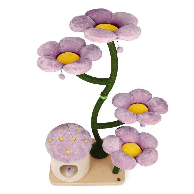 

Modern Large Cat Tree Tower Factory Supply Luxury Cat Furniture New Design Flower Cat Condo