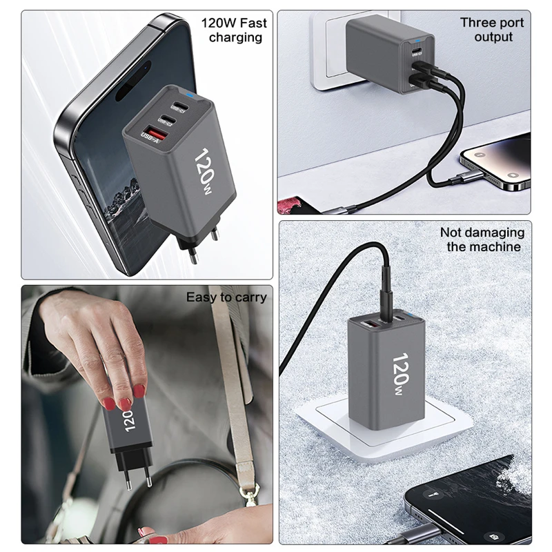 Lenovo 120W Ladegerät Dual-Port PD Adapter Schnellladestation für Smartphone Universal EU US UK Stecker Wandladegerät – Detail 2