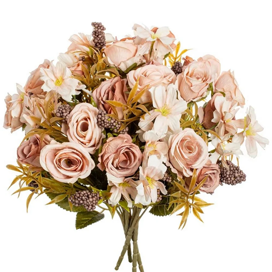 

Artificial Flowers Silk Rose Christmas Home Vase Decor Bonsai Wedding Bridal Bouquets Courtyard Festival Party Diy Gift Hot Sale