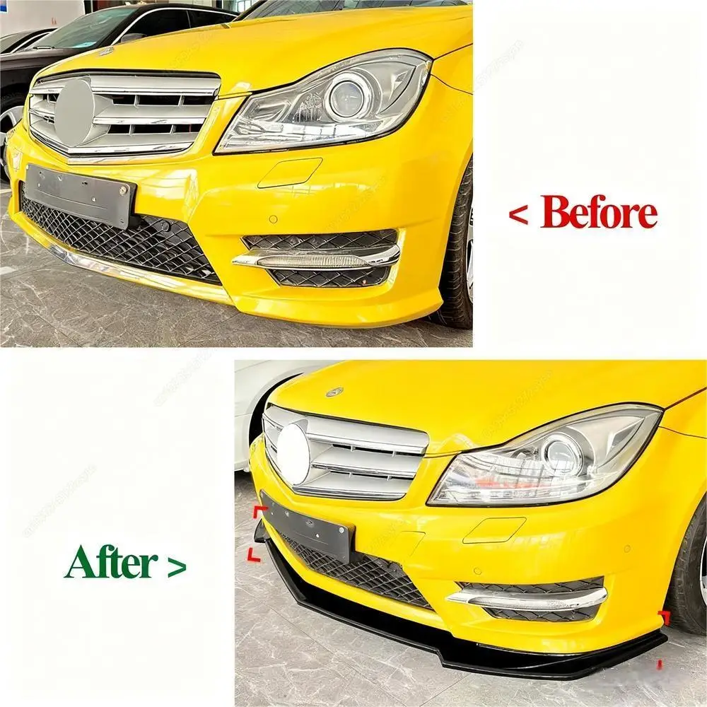 For Mercedes Benz C Class W204 S204 AMG Line Facelift Car Front Bumper Lip Spoiler Splitter Diffuser 2011-2014 Bodykits Tuning - view 2