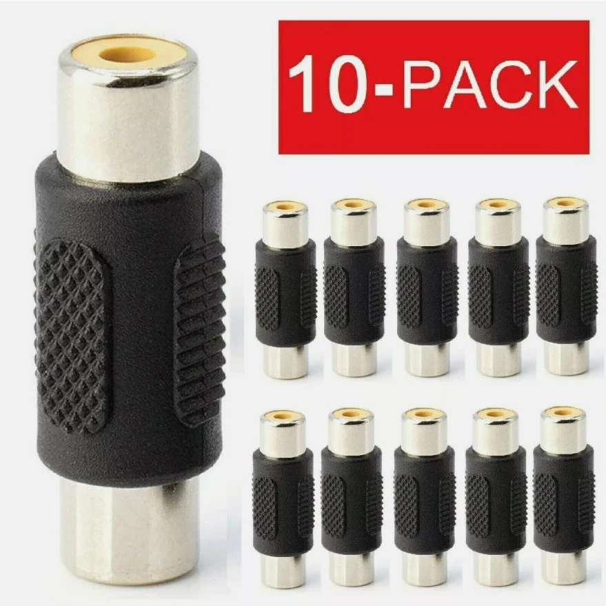 10 piece AV RCA audio-video female-to-female jack coupler adapter connector