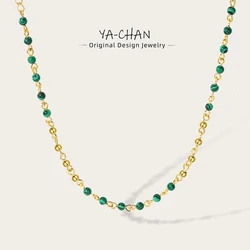 YACHAN Beaded Stainless Steel Gold Chains Splice Necklace for Women 18K Gold Plated Chain Beads Necklaces Trendy Jewelry Gift