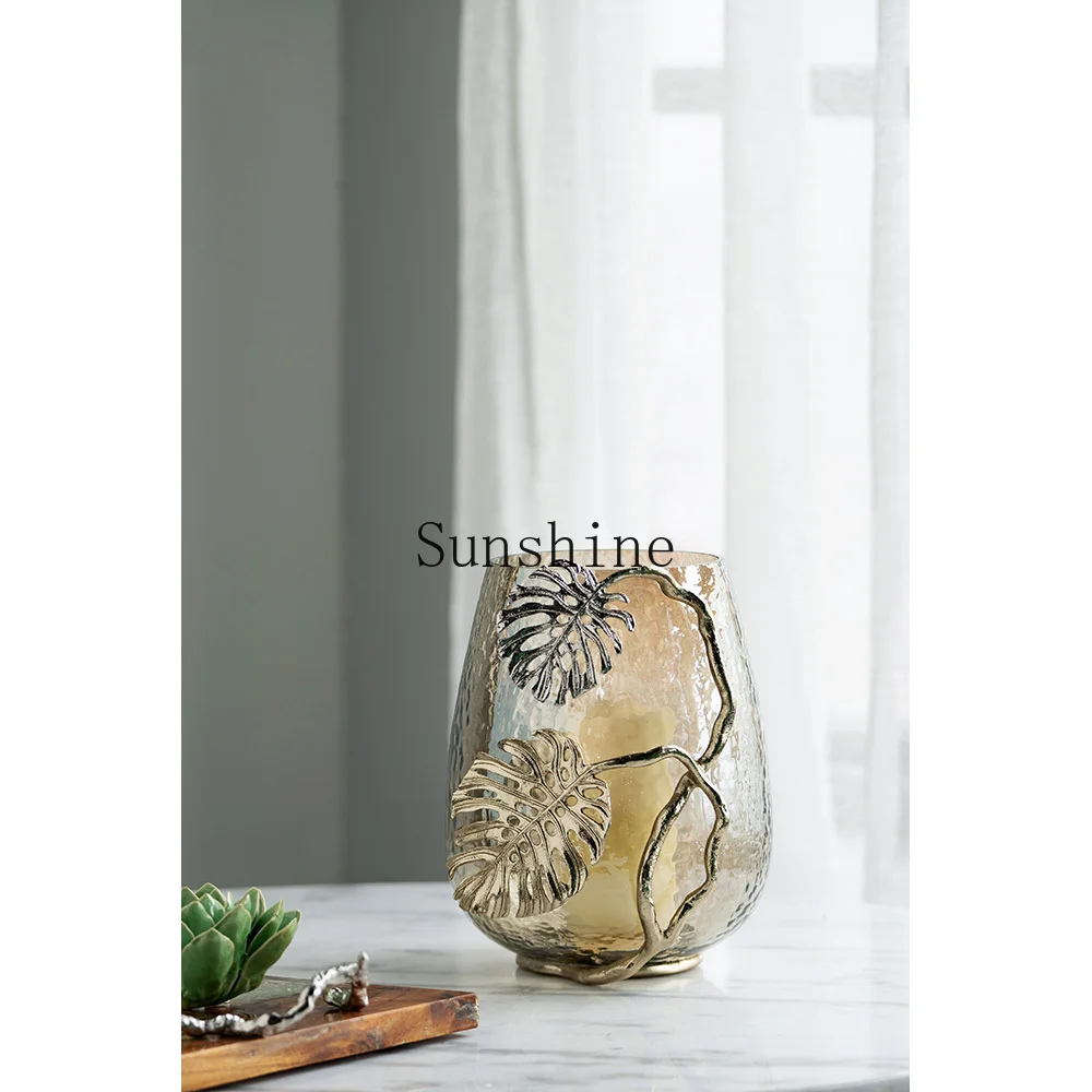 Light luxury handmade aluminum turtle back plant candlestick ornament living room home