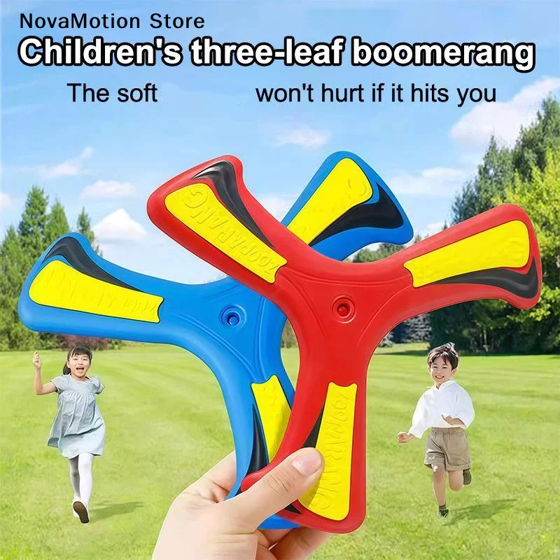 Outdoor Sport Flying Disc Toy Luminous EVA Touching Boomerang Return Dart Three-Leaf Cross Hand Throw Spinner Interactive Game
