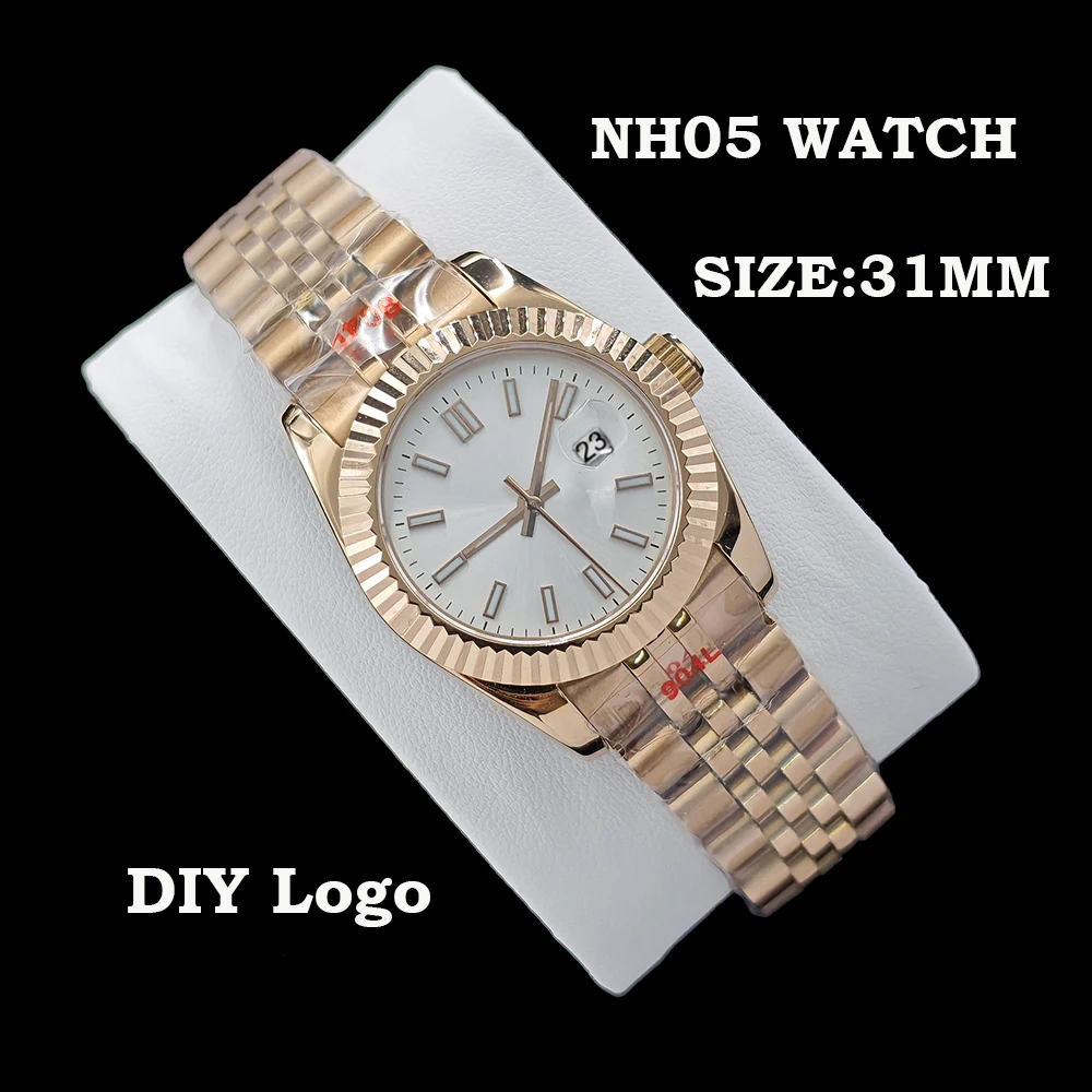 Nuevo reloj NH05 de 31mm, reloj automático para mujer, reloj personalizado, reloj de acero inoxidable de oro rosa, reloj con movimiento NH05