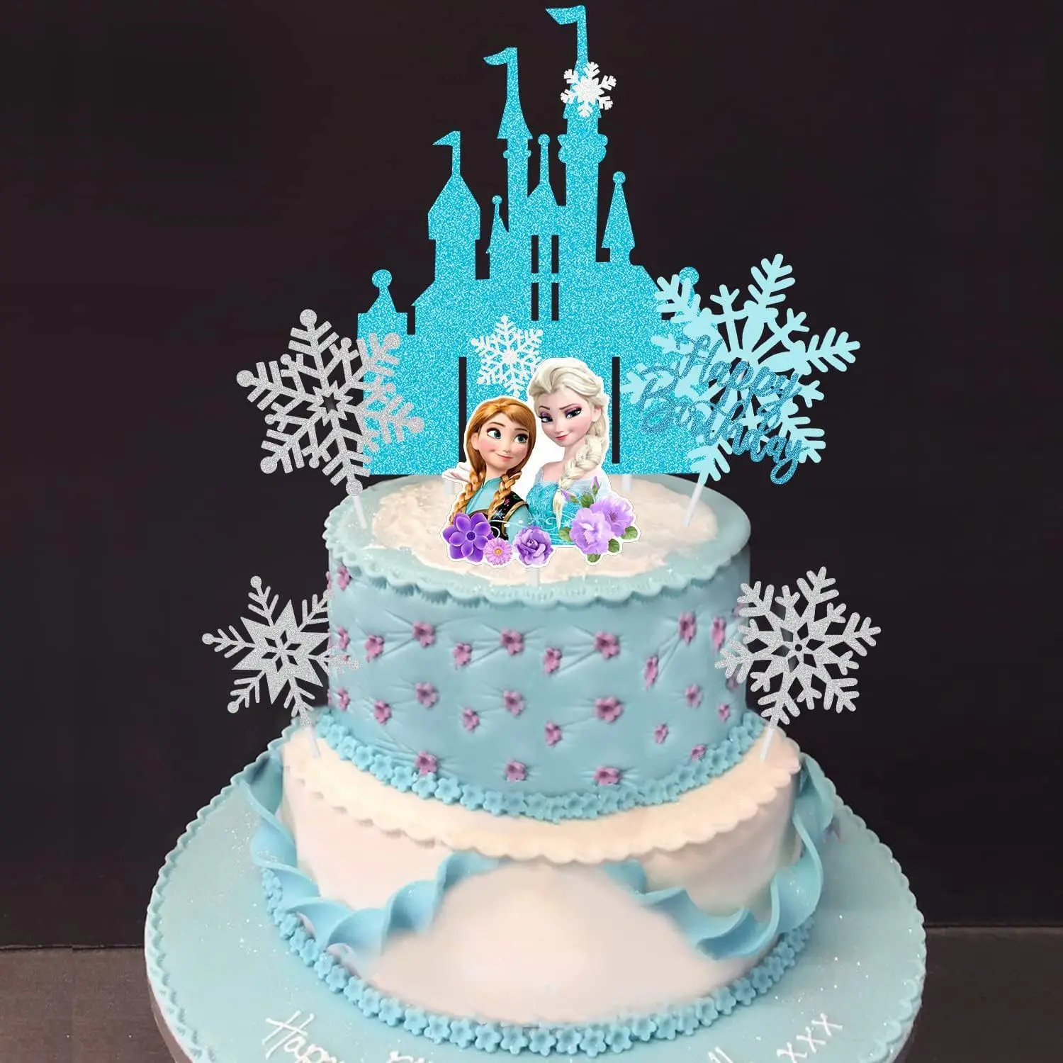 فروزن إلسا آنا الأميرة كعكة الديكور القلعة الثلوج موضوع حفلة عيد ميلاد كعكة توبر للأطفال زينة حفلة عيد ميلاد