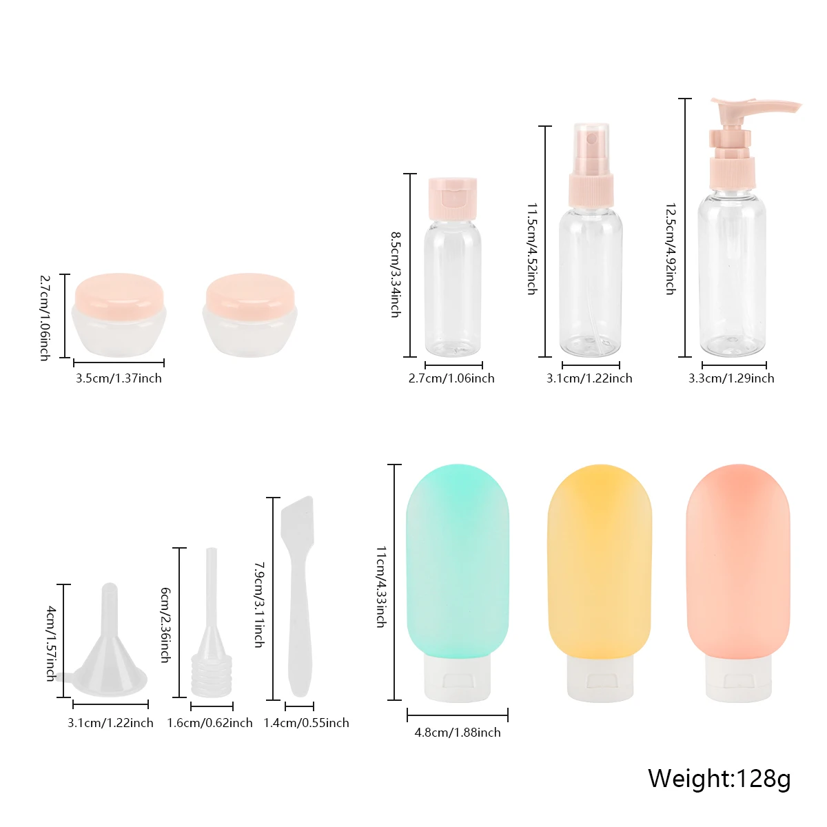 11 stuks multifunctionele reizen draagbare navulflessen lege vloeistofcontainer navulling spray lotion shampoo douchegel buis bottelen