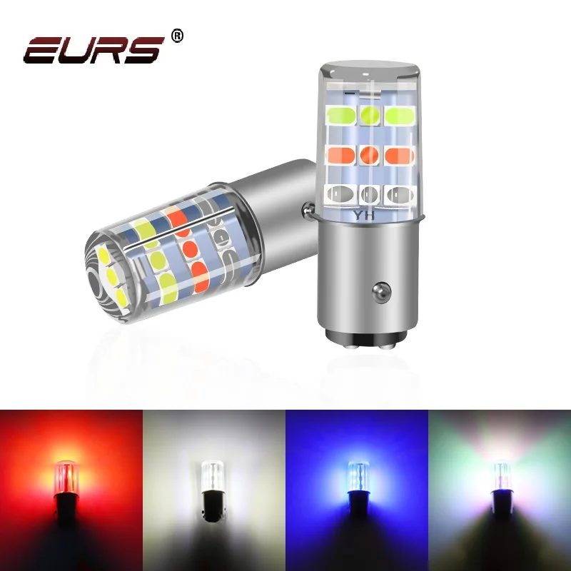 

2PCS Car Bulb 1157 BAY15D RGB LED Brake Light Motorcycle Strobe LED Tail Light Flashing Warning Reversing Turn Signal Light