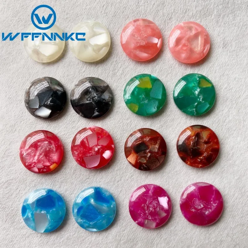 WFFNNKC 20-30Pcs Fashion Crush Shell Half Round Flatback Resin Earrings Brooch Jewelry Crafts Decorate DIY Handmade Accessories