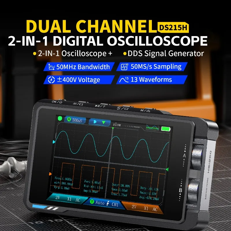Convenient two-in-one high-precision digital signal generator, oscilloscope, handheld small dual-channel
