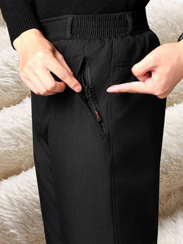 

Winter Thiened Fce Lined Straight Leg Cotton Pants for Men Windproof Warm Large Size Loose Fit Long Trousers Harajuku Sle