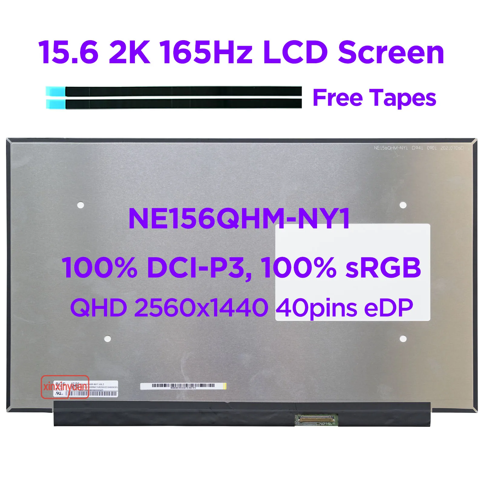 Polegada 2k 165hz para Asus Fa506 Fa507 Fx516 Fx517 Portátil Tela Lcd 100 Dci-p3 Wqhd 2560×1440 165hz 40pin Edp Novo Ne156qhm-ny1 15.6