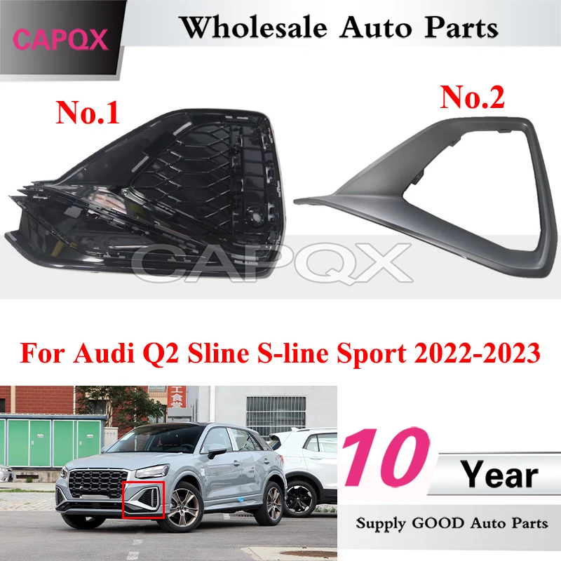 

CAPQX Front Bumper Foglight Frame For Audi Q2 Sline S-line Sport 2022-2023 Front Bumper Grille Foglamp Cover