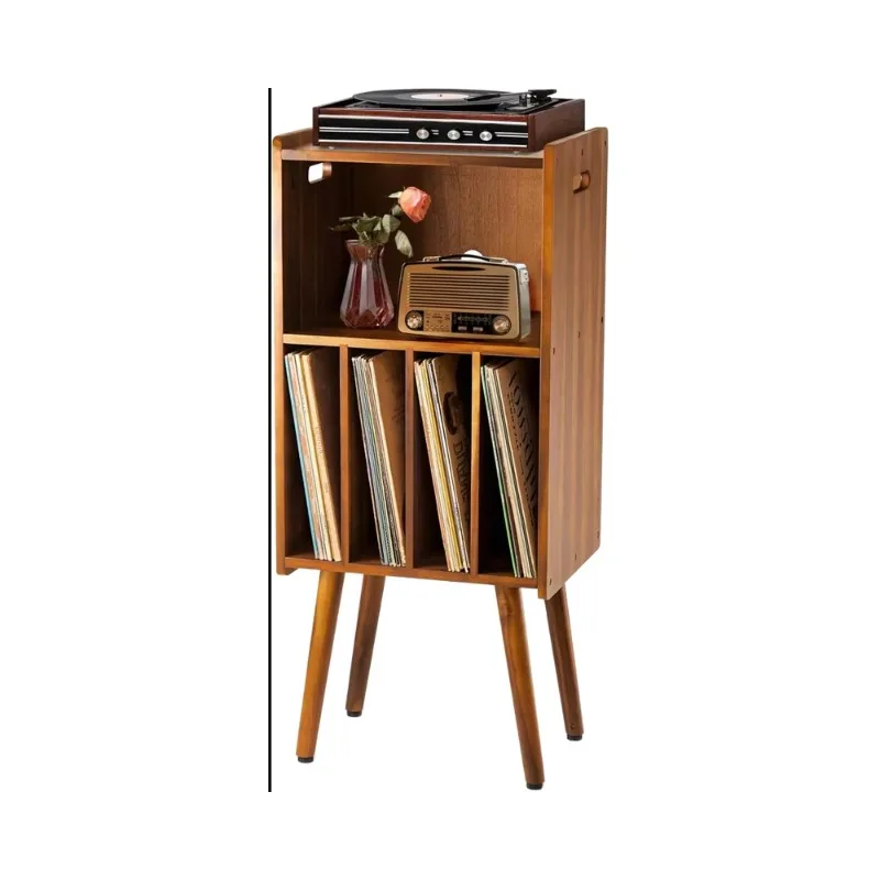 

Деревянная полка для хранения компакт-дисков с розеткой и USB-зарядкой, полкой для проигрывателя пластинок, столовой, гостиной, прикроватной тумбочкой для использования на кухне