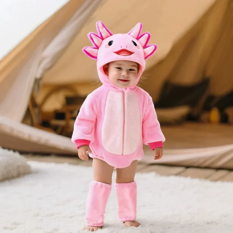 Newborn Baby Pink Axolotl Romper Hooded Bodysuit Costume Jumpsuit Onesie Baby  Cosplay Anime  Costume
