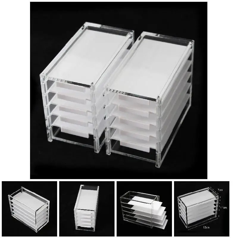 5 Layers Clear Eyelash Storage Box Makeup Organizer False Eyelashes Glue Pallet Holders 5 Layers Clear Portable Accessories