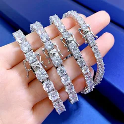 Trendy 4/5/6/7mm Moissanite Diamond Bracelet 100% Real 925 Sterling silver Wedding Bangle Bracelets For Women Engagement Jewelry