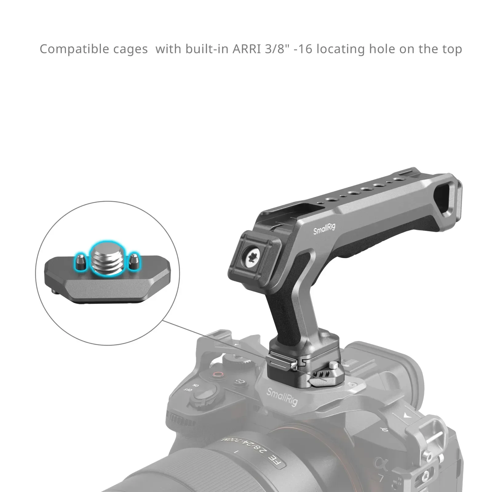 Smallrig HawkLock H21 Sistema autoblocante con mango superior de liberación rápida Deslizador universal con tornillos de localización ARRI estándar