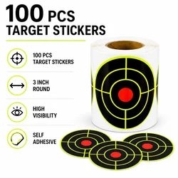 100PCS Reactive Target Stickers 3 Inch Round Self Adhesive High Visibility Splatter Labels for Practice Roll Pack Value Size Set