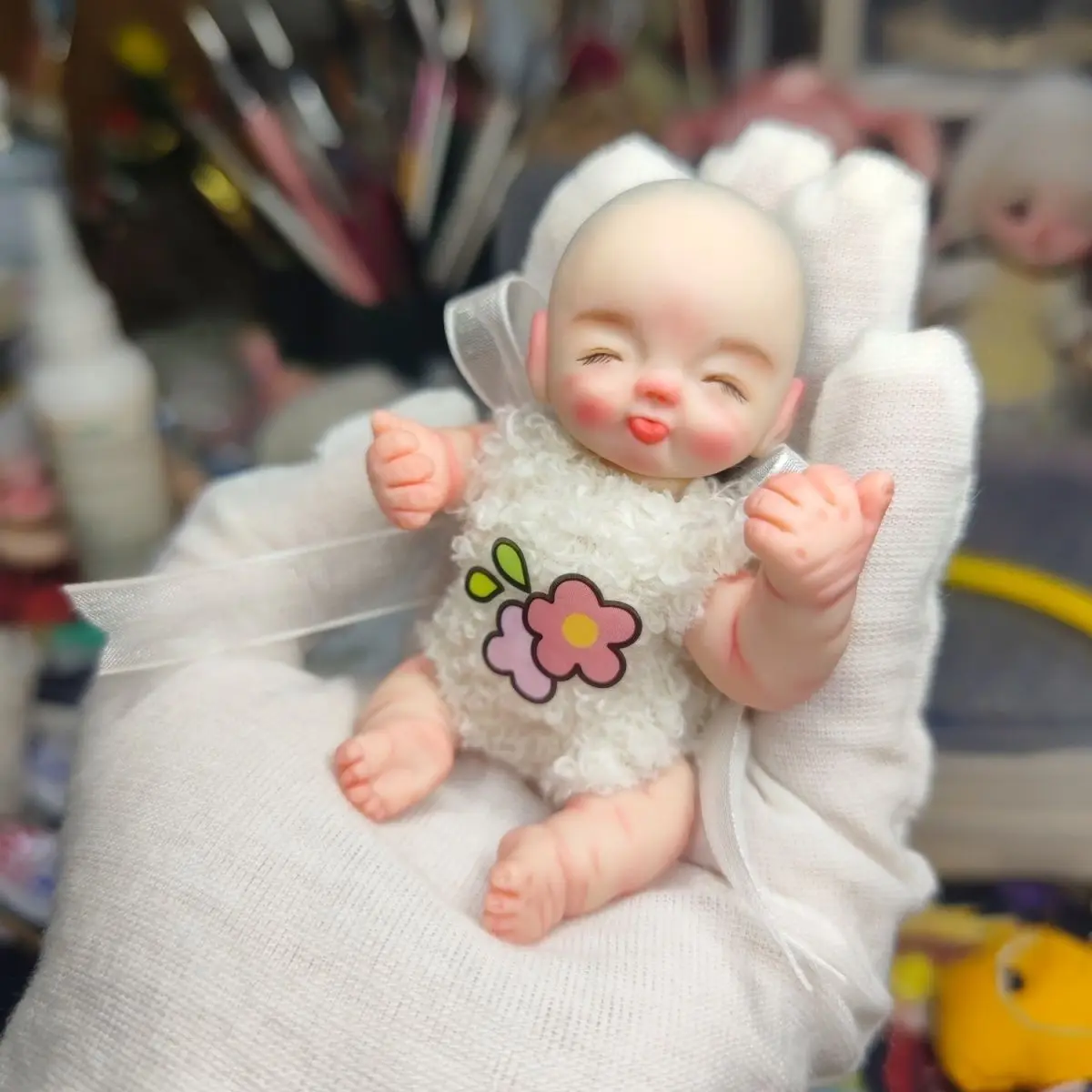 Soft Clay Doll Palm Rebirth Baby Movable Rebirth Doll Baby Simulation Mini Baby Just Born Reborn Baby Doll