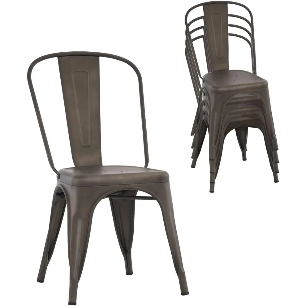 Silla de comedor de metal estilo granja Tolix para cocina, comedor, cafetería, restaurante, bistró, patio, 18 pulgadas, apilable, impermeable I