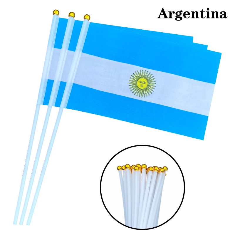 

EOODLOVE 10/20/50 pcs 14 * 21cm Argentine hand-held plastic stick flag outdoor celebration event Argentina small-sized flag