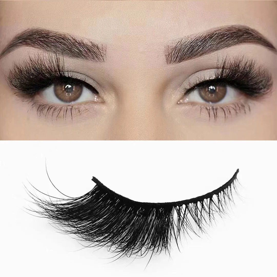 Soft Faux False Mink Eyelashes Natural Wispy Long Fake Lashes Handmade 3D Winged  Realistic Messy End Elongated Thick Lash