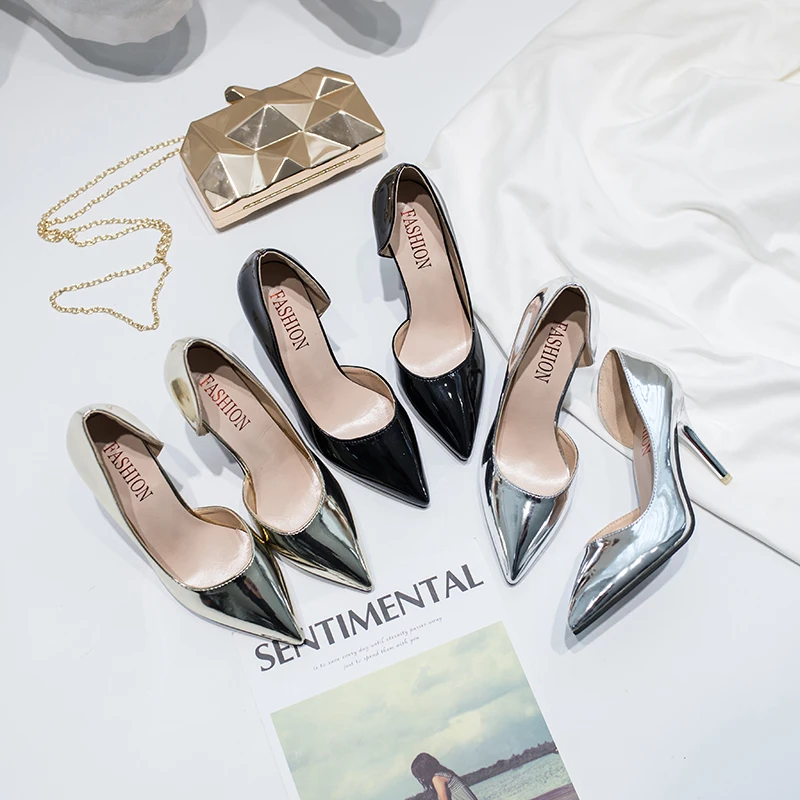 Spring and Autumn New Fashion High Heel Shoes, Fine Heel Pointed Toe, Shallow Mouth Trendy Single Shoes Internet Celebrity Style