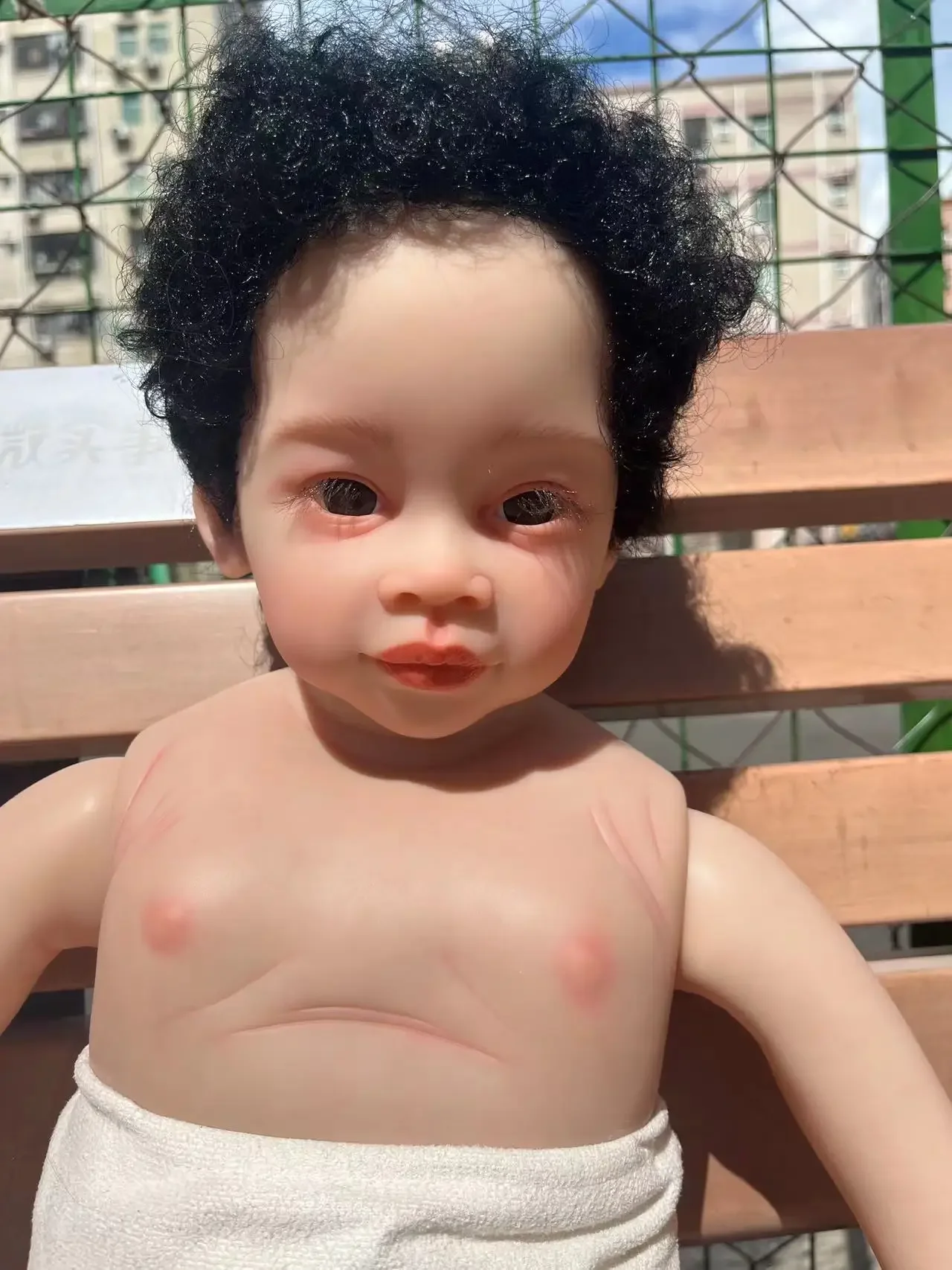 DLS Customized 32inch Limited Supply Reborn Baby  Meili With Hand-Rooted Curly Short Hair Boy Version DIY Part Christmas Gift