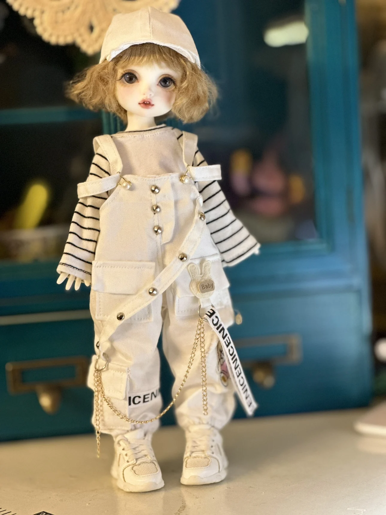 BJD doll clothes for 1/4 1/5 1/6 size cute doll overalls clothes set BJD doll clothes  1/4 1/5 1/6 doll accessories (2 points)