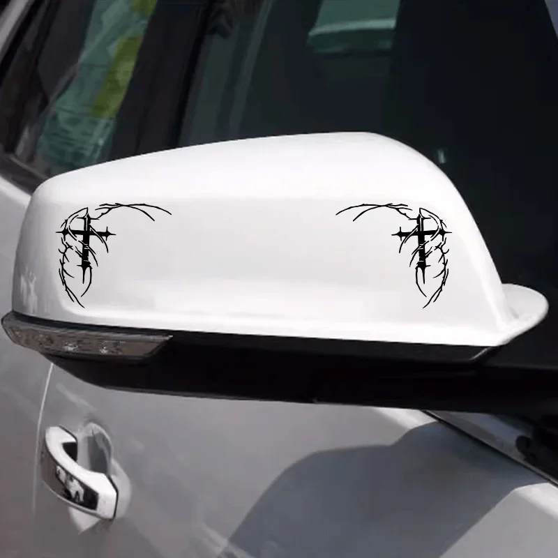 Thorn Cross Decal Pair Black White Vinyl Sticker for Car Motorcycle Laptop Universal Personalized Decoration