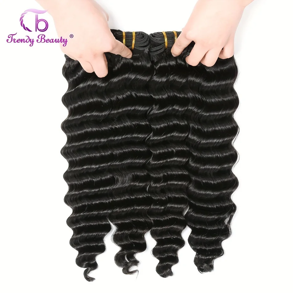 2 PCS Peruvian Deep Wave Hair Human Hair Natural Black Color Can Be Dyed And Bleached 100% Deep Wave Hair For Women