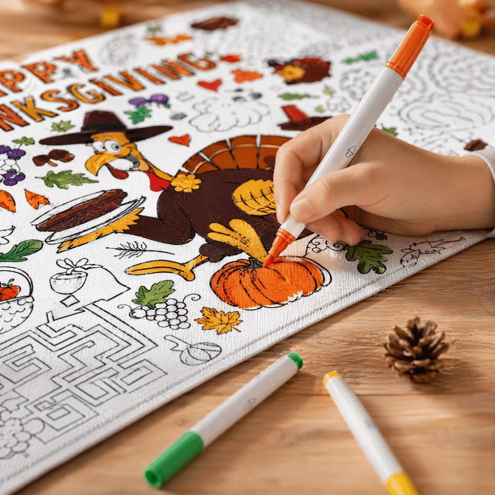 Multi Theme DIY Coloring Tablecloth Handmade Drawing Halloween Christmas Thanksgiving Graffiti Tablecloth Party Decoration