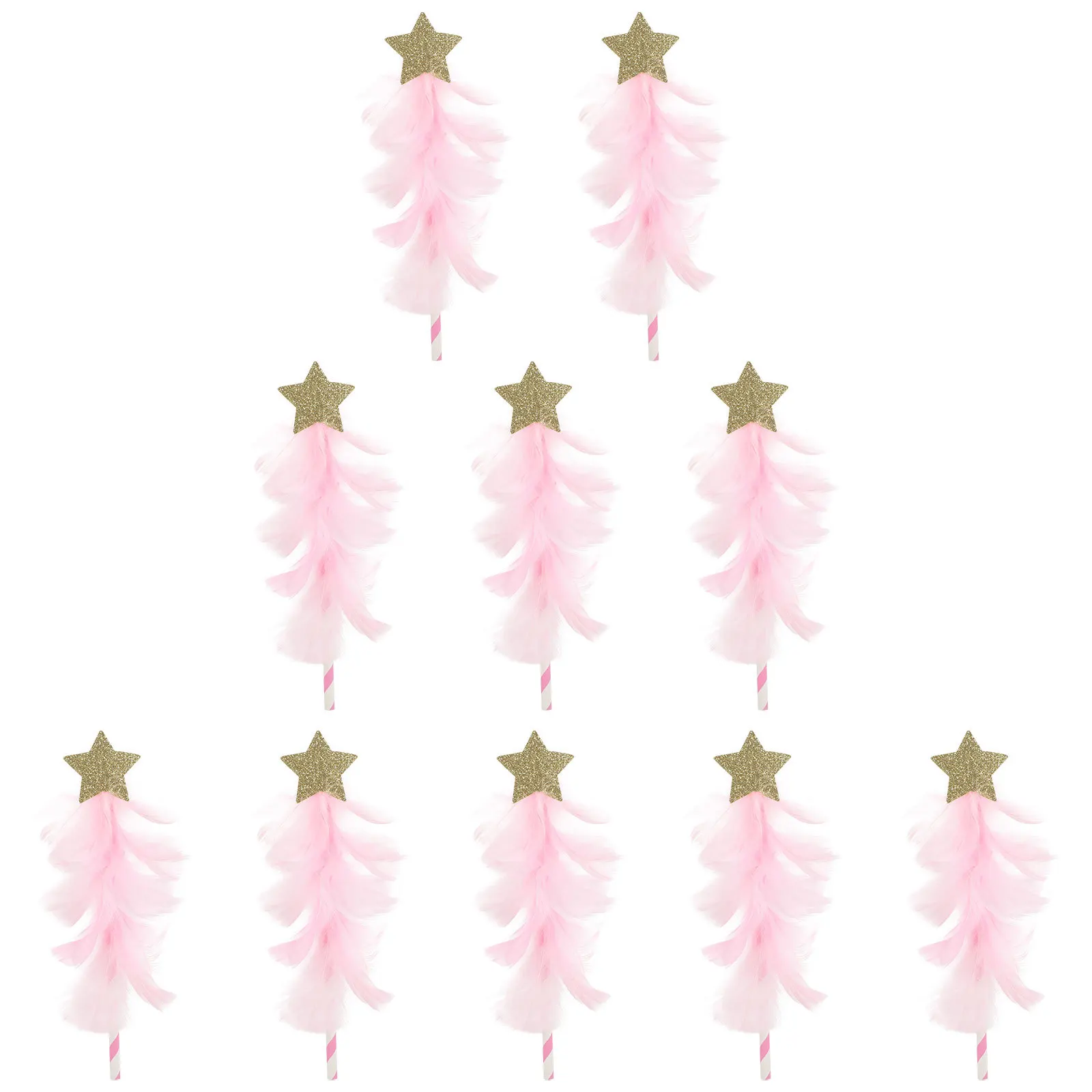 Pics à gâteaux en Plume étoile, 10 pièces, décoration de gâteau créative, Toppers de Cupcake pour fête d'anniversaire et de mariage, centres de table