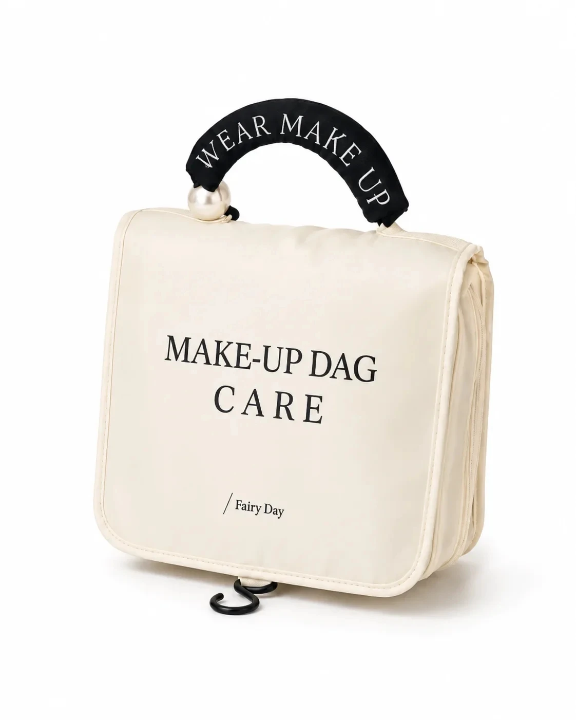 Large Capacity Hanging Travel Makeup Bag with Pearl Handle Waterproof Cosmetic Bag Toiletry Storage for Women