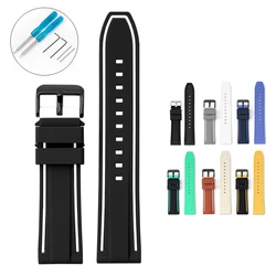 22mm Double Color Silicone Strap for Blancpain X Swatch Men Women Diving Sport Waterproof Rubber Replace Watch Band with tools
