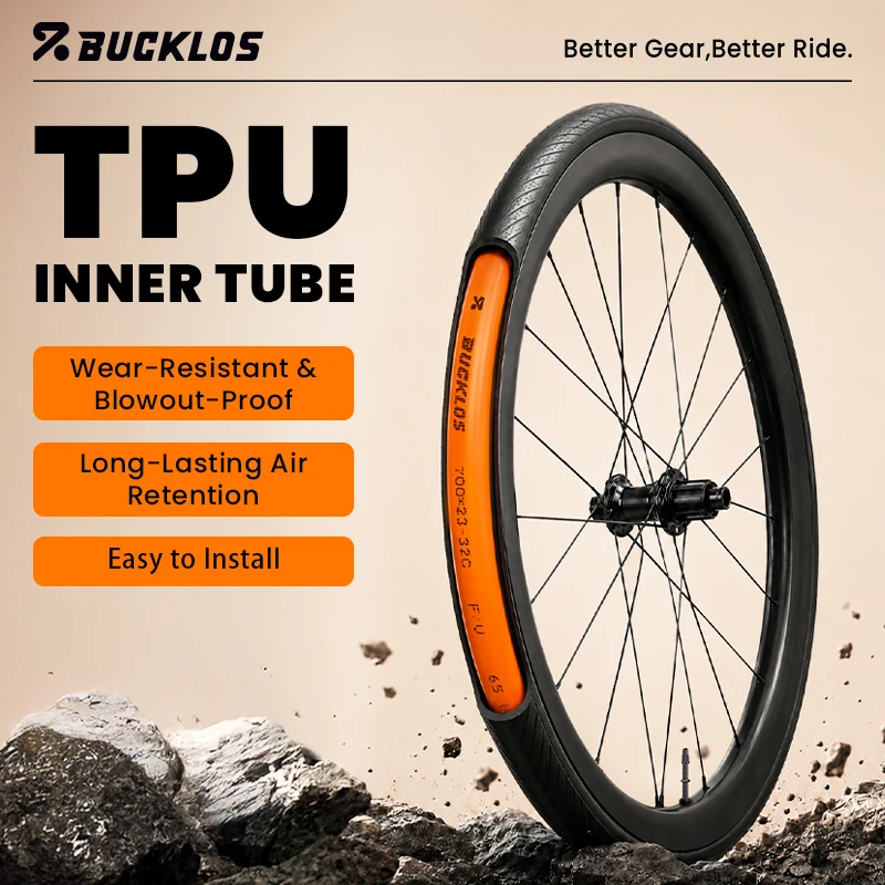 BUCKLOS 700C Bike Tire Inner Tube TPU F/V Road Gravel Bike TPU Inner Tube Presta Valve 45/65/80mm Bicycle Inner Tire Bike Parts