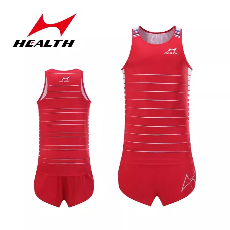 Health Spring Summer Youth Men Women Athletics Running Training Sprint Set Super Thin Breathable Track Field Sports Suit 8003