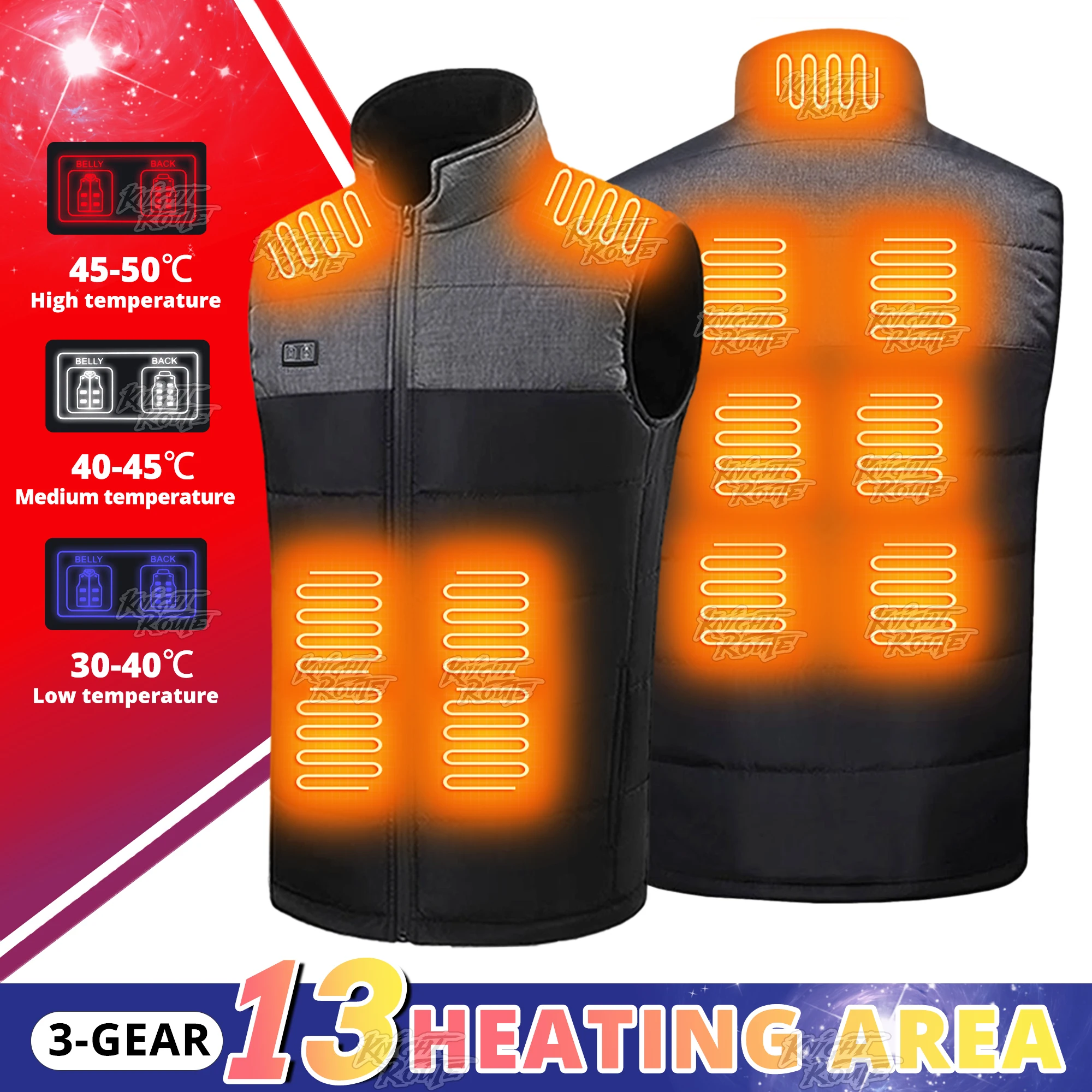 

13Areas Self Heated jacket Heating Vest Men's Women's USB Heated Vest Warm Clothing Motorcycle Camping Washable Winter Thermal