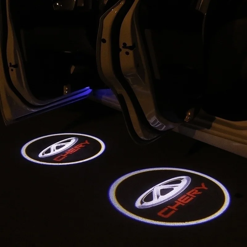 Car Door Welcome Shadow Lights LED For Chery TIGGO 4 5 7 Pro QQ KIMO INDIS JAGGI Projector Ghost Atmosphere Logo Decorative Lamp