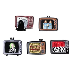 Retro TV Brooch Horror Movie Role Enamel Pins Custom Punk Halloween Television Badge Lapel Backpack Brooches Jewelry Ornaments